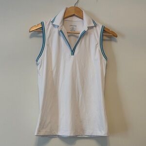 J. McLaughlin White Polo with Green Performance Tank- small